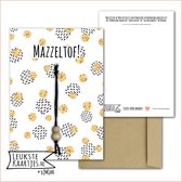 Kaartkadootje -> Gelukspoppetje - No:05 (Mazzeltof - Gelukswens - Ballen, gouden glitter kleurige dots) - LeuksteKaartjes.nl by xMar