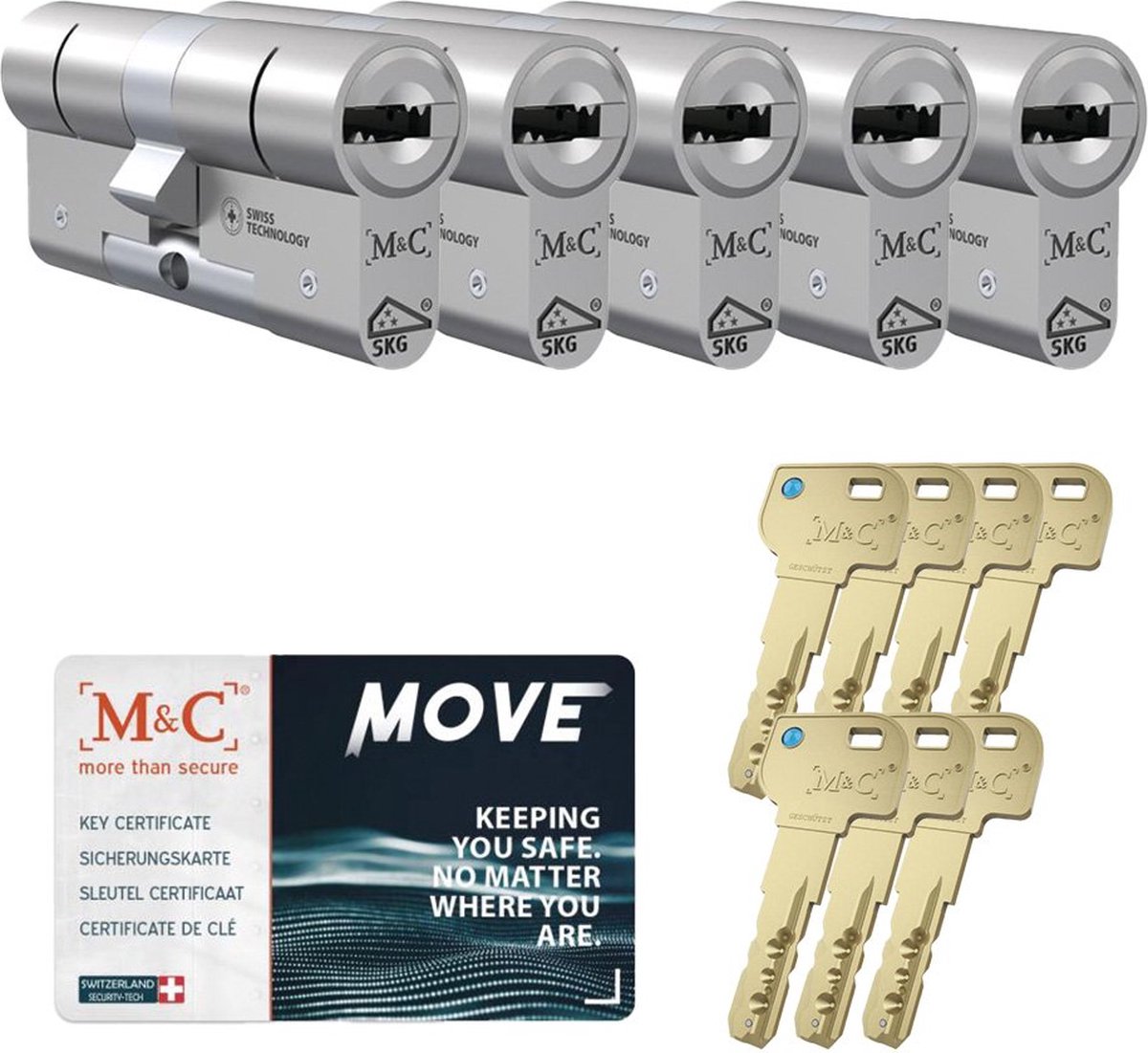 M&C Move SKG*** cilinderslot gelijksluitende set van 5
