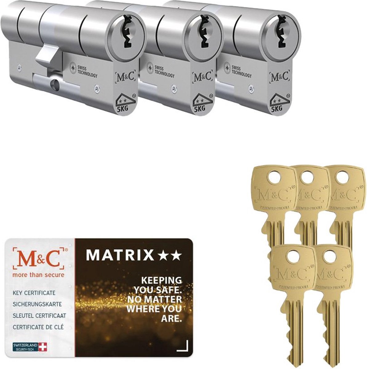 M&C Matrix SKG** cilinderslot gelijksluitende set van 3