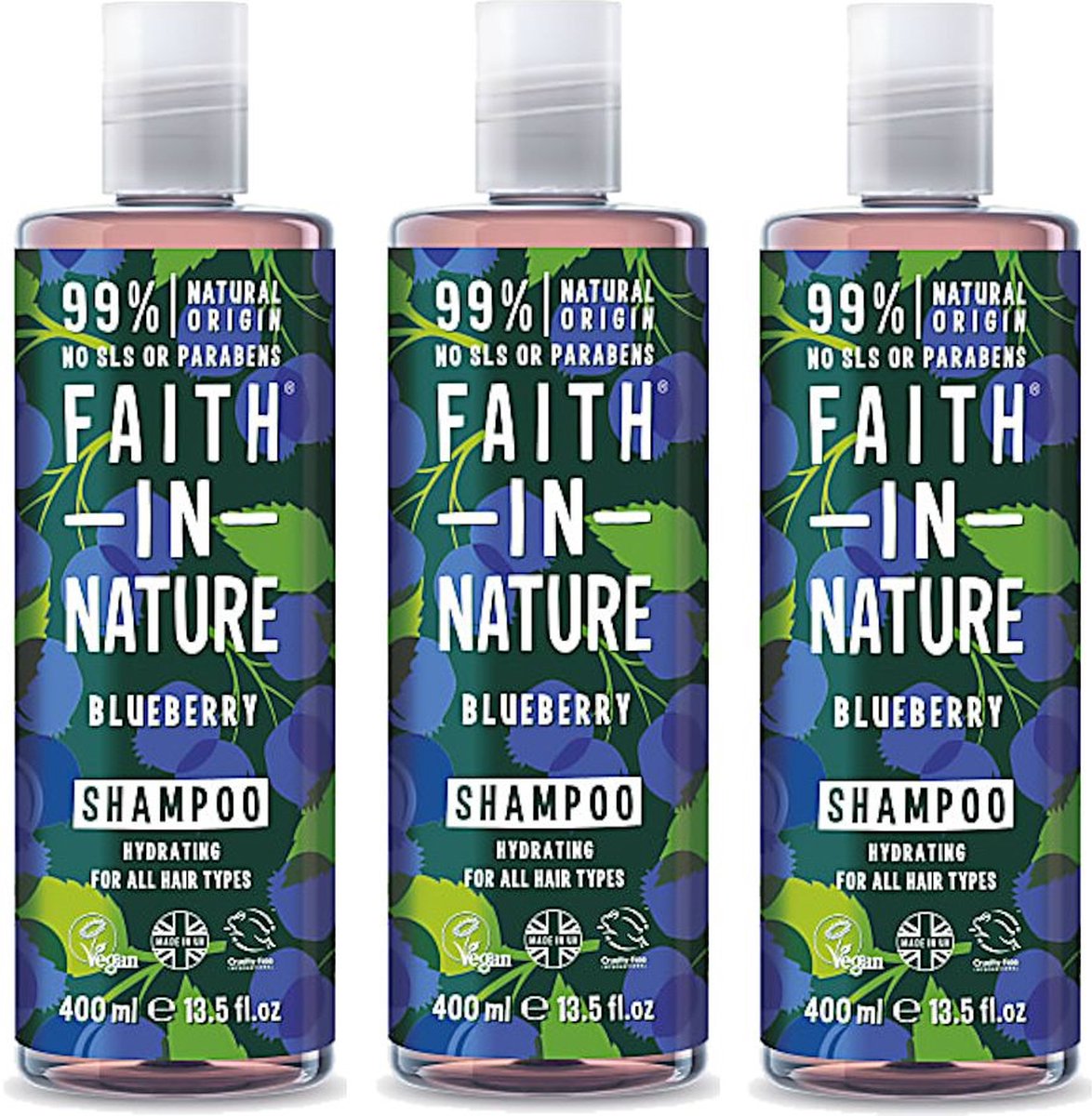 Faith in Nature - Shampoo Blueberry - 3 pak