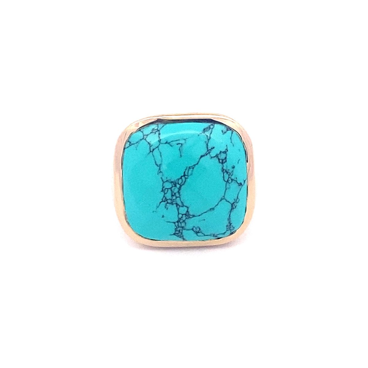 Ring stone turquoise goldplated maat 56