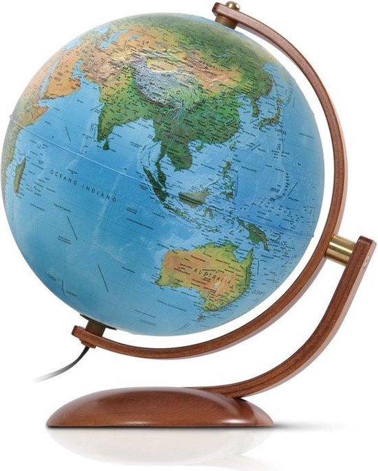 Nova Rico Globe Terrestre Lumineux 30 Cm – Bleu, Constellations Et Signes Du Zodiaque, Piédestal Bois, Idéal Enfant Et Adulte