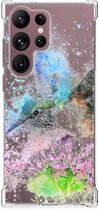 Telefoonhoesje Valbescherming Geschikt voor Samsung Galaxy S23 Ultra Telefoonhoesje met doorzichtige rand Vogel