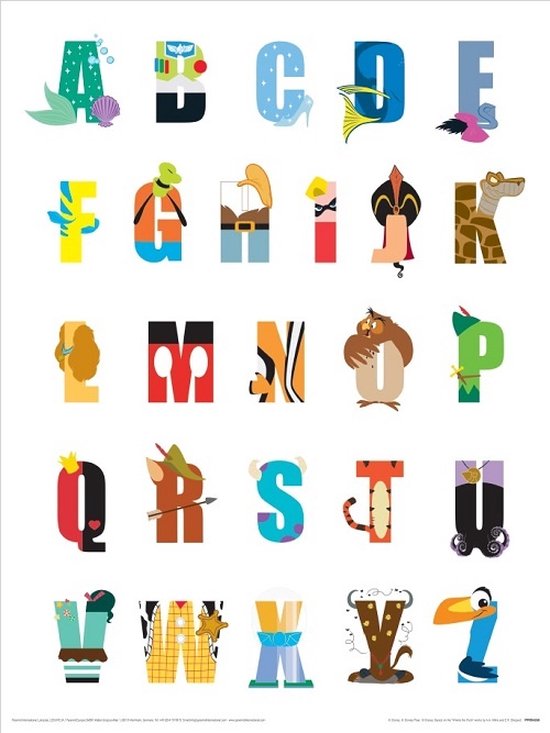 Disney Alphabet Art Print 30x40cm | Poster