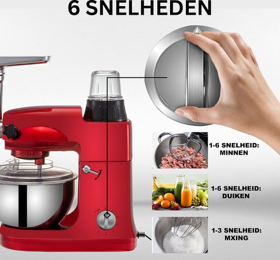 Bolture Foodprocessor - Multifunctionele Keukenmachine - 4-in-1 Krachtige Foodprocessor - Foodprocessor met Accessoires - 1000W — afbeelding 3