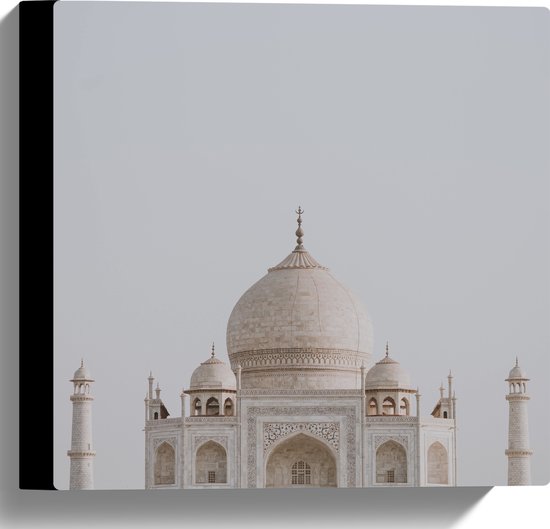WallClassics - Canvas - Moskee Taj Mahal - India - 30x30 cm Foto op Canvas Schilderij (Wanddecoratie op Canvas)