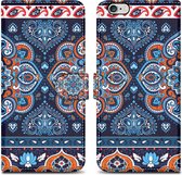 Cadorabo Hoesje geschikt voor Apple iPhone 6 / 6S - Design Blauwe Mandala No. 1 - Beschermhoes Case Cover met magnetische sluiting, standaardfunctie en kaartvakje