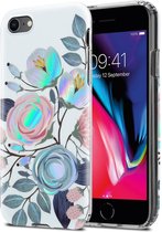 Cadorabo Hoesje geschikt voor Apple iPhone 7 / 7S / 8 / SE 2020 in PIOENEN - Beschermhoes gemaakt van TPU siliconen Case Cover met bloemenmotief