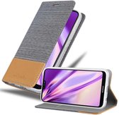 Cadorabo Hoesje voor Huawei P20 LITE 2018 / NOVA 3E in LICHTGRIJS BRUIN - Beschermhoes met magnetische sluiting, standfunctie en kaartvakje Book Case Cover Etui