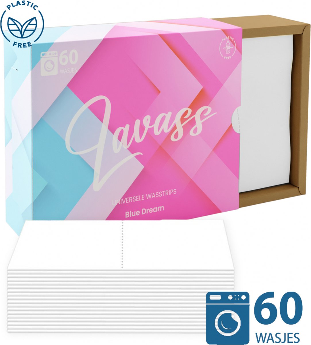 Lavass Wasstrips 60 wasbeurten Blue dream - Plasticvrij wasmiddel - Krachtige reiniging - 100% Vegan