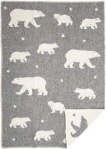 WOOOL Kinderdeken - POLAR BEAR (Grijs) - 130x90cm - Wollen babydeken - 80% Nieuw-Zeelandse Wol - 20% Katoen - Dekentje