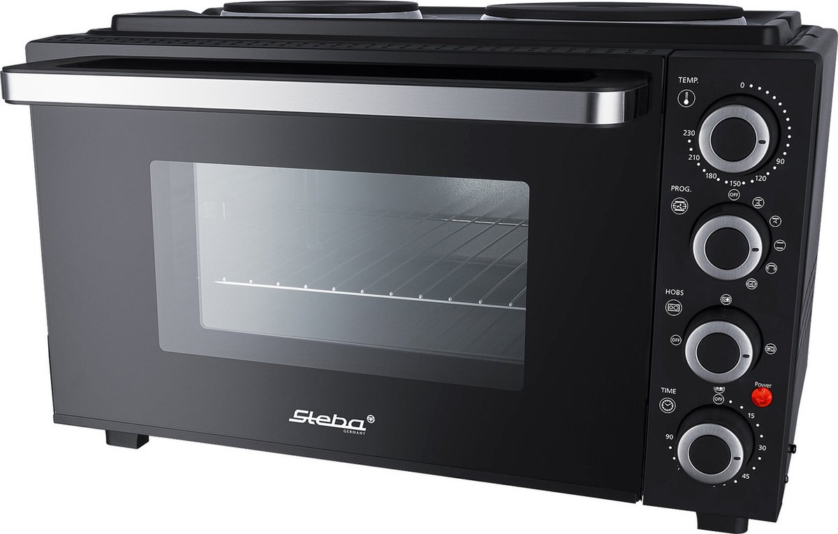 Steba KB K30 - vrijstaande oven met 2 kookplaten - Heteluchtoven - 30 liter - 10⁰ tot 230⁰ - incl draaispit- Zwart – foto 2
