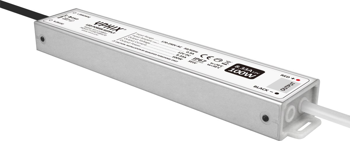LED transformator 12V 8,3A Max. 100W IP67