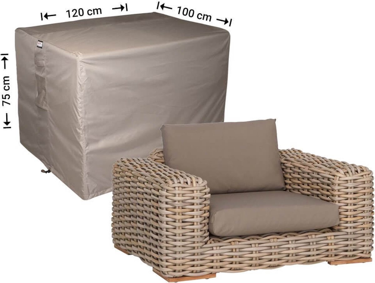 Raffles Covers Loungestoel hoes - 120 x 100 H: 75 cm - RLC120straight- Waterdicht | Solution Dyed | UV-bestendig | Elastisch trekkoord | Airvents - Beschermhoes tuinmeubelen