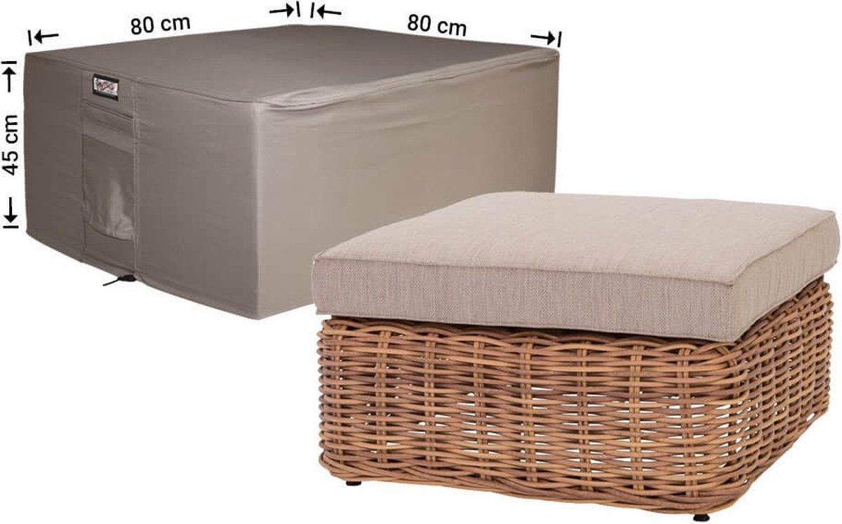 Raffles Covers Hocker hoes - 80 x 80 H: 45 cm - RFS8080 - Waterdicht - Ademend - UV-bestendig - Elastisch rijgkoord - Beschermhoes tuinmeubelen