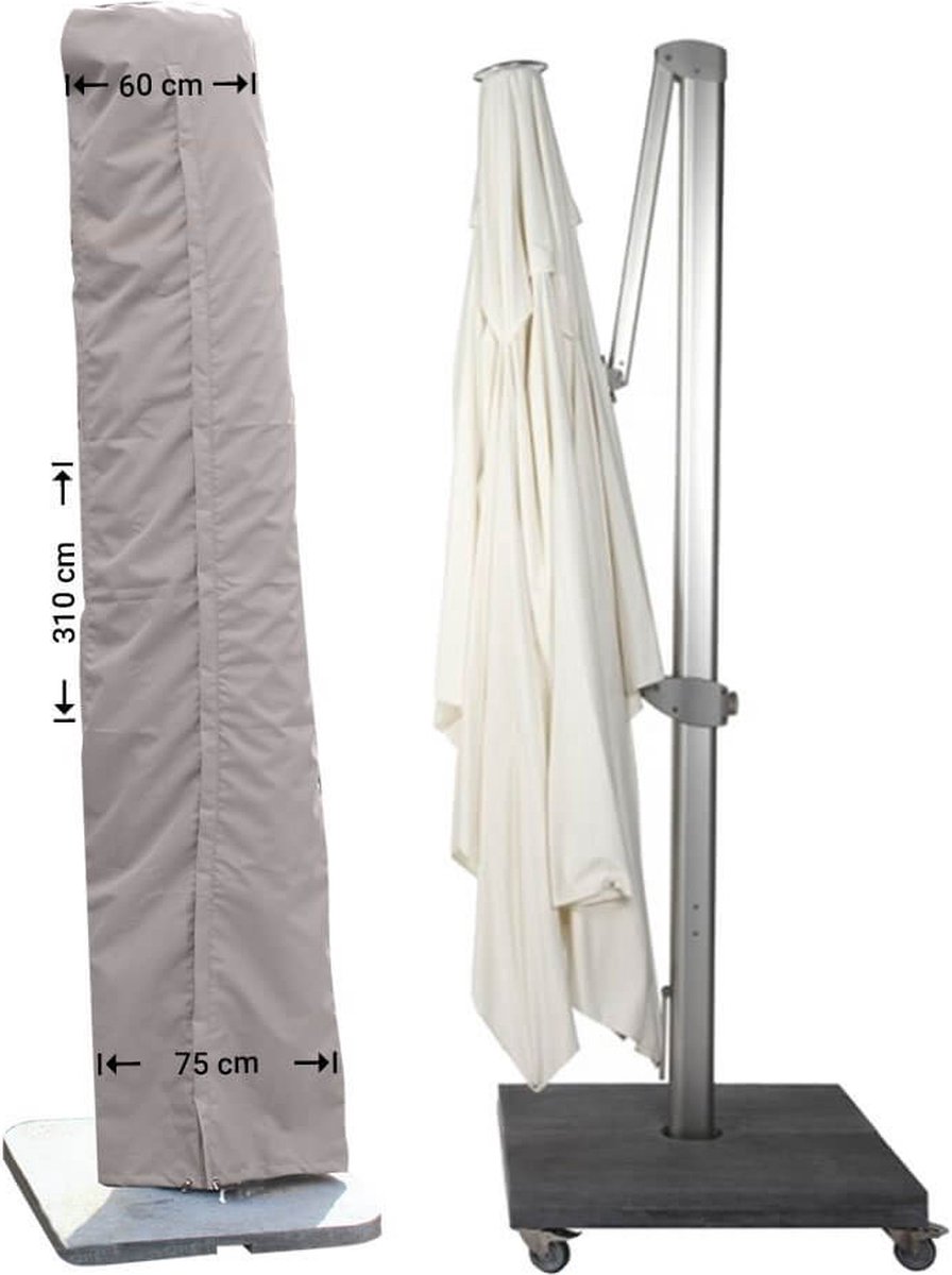 Raffles Covers Parasolhoes - Hoog: 310 cm - RUS310 - Waterdicht - Solution Dyed | UV-bestendig | Rits en stok | Trekkoord - Parasolhoes voor staande parasol