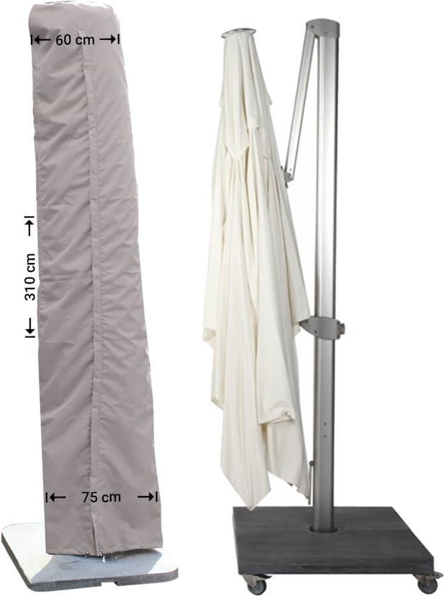 Raffles Covers Parasolhoes - Hoog: 310 cm - RUS310 - Waterdicht - UV-bestendig - Rits en stok - Trekkoord - Parasolhoes voor staande parasol