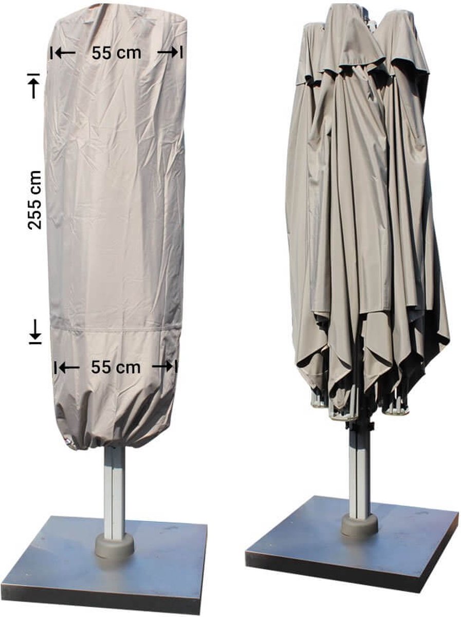 Raffles Covers Parasolhoes - Hoog: 255 cm - RUSQuatroP6XL - Waterdicht - UV-bestendig - Rits en stok - Trekkoord - Parasolhoes voor staande parasol