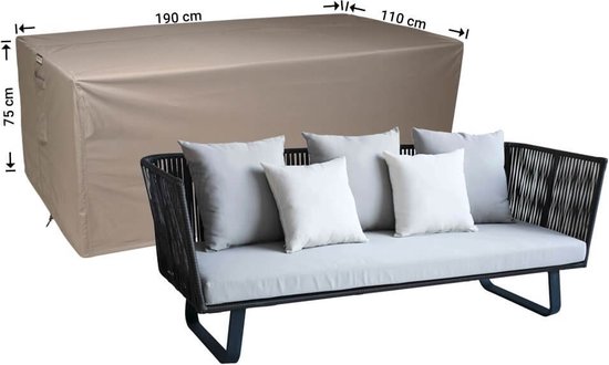 Tuinbankhoes 3-zits met trekkoord, 4 riemen met clip-on gespen, 60 x 60