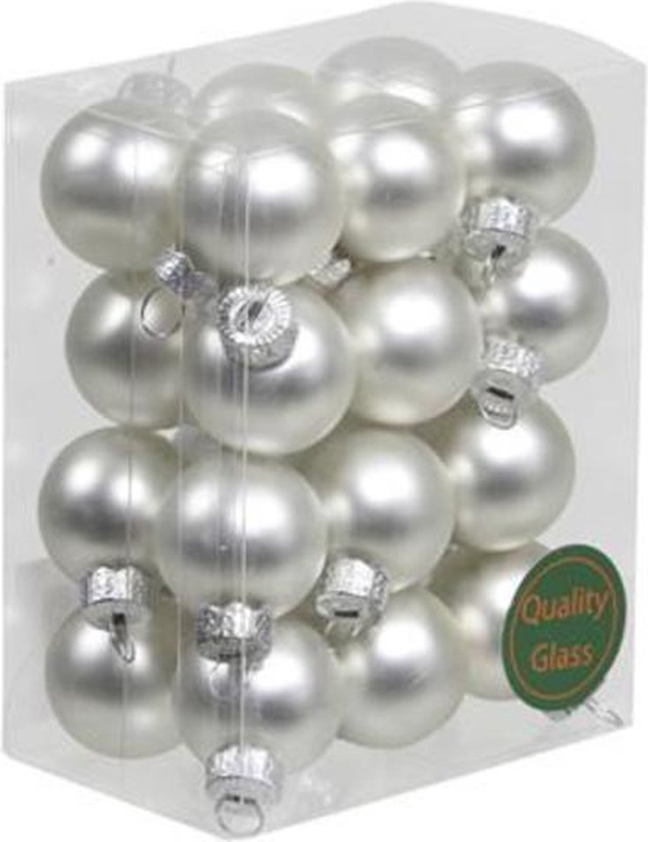 Zilver Mat Kerstballen - Cb. 24 Glassballs/cap Silver Mat 25 Mm