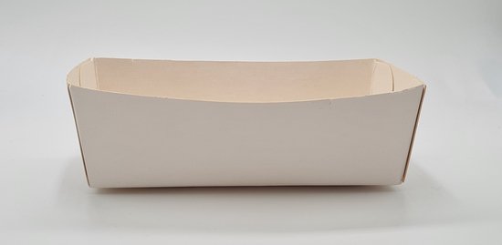50x Frietbakje Large 135x70x45 karton - Wit - milieuvriendelijk - duurzaam - kartonnen bak - patatbakje - snackbakje - snack - friet - barbecue - picknick - takeaway - disposable - wegwerp - duurzaam - milieuvriendelijk - snack