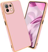 Cadorabo Hoesje voor Xiaomi Mi 11 LITE (4G / 5G) / 11 LITE NE in Glossy Roze - Goud - Beschermhoes Case Cover van flexibel TPU-silicone en met camerabescherming