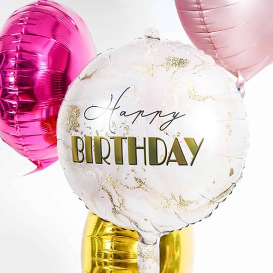 Happy Birthday Roze Marmer - 45 cm