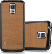 Cadorabo Hoesje geschikt voor Samsung Galaxy S5 / S5 NEO in WOODEN BRUIN - Beschermhoes gemaakt van flexibel TPU silicone Case Cover
