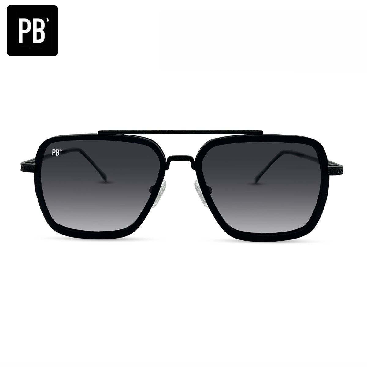 PB Sunglasses - Mason Black Gradient. - Zonnebril heren en dames - Gepolariseerd - Zwart design - Roestvrij staal - Stijlvolle neusbrug