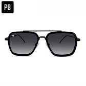 PB Sunglasses - Mason Black Gradient. - Lunettes de soleil pour hommes et femmes - Polarisées - Style de lunettes de soleil aviateur - Design noir.