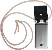 Cadorabo Hoesje geschikt voor OnePlus 3 / 3T in PEARLY ROSE GOUD - Silicone Mobiele telefoon ketting beschermhoes met gouden ringen, koordriem en afneembare etui