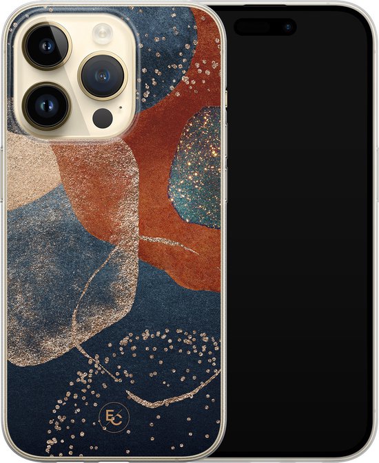 Coque pour iPhone 14 Pro - Terre cuite abstraite - Coque souple pour téléphone - Geen impression - Blauw