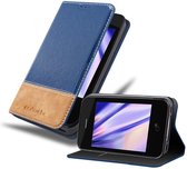 Cadorabo Hoesje geschikt voor Apple iPhone 4 / 4S in DONKERBLAUW BRUIN - Beschermhoes met magnetische sluiting, standfunctie en kaartvakje Book Case Cover Etui