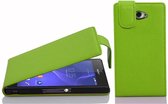Cadorabo Hoesje geschikt voor Sony Xperia M2 / M2 AQUA in APPEL GROEN - Beschermhoes in flip-design Case Cover van getextureerd imitatieleer