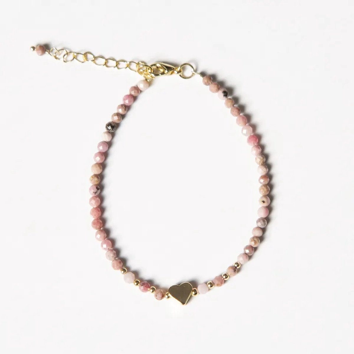 Dear Lune - Bracelet Rhodochrosite - Armband - Edelstenen - Kralen - Hartje - Valentijns - Moederdag - Cadeautip