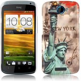 Cadorabo Hoesje geschikt voor HTC ONE S met NEW YORK - VRIJHEIDSBEELD opdruk - Hard Case Cover beschermhoes in trendy design