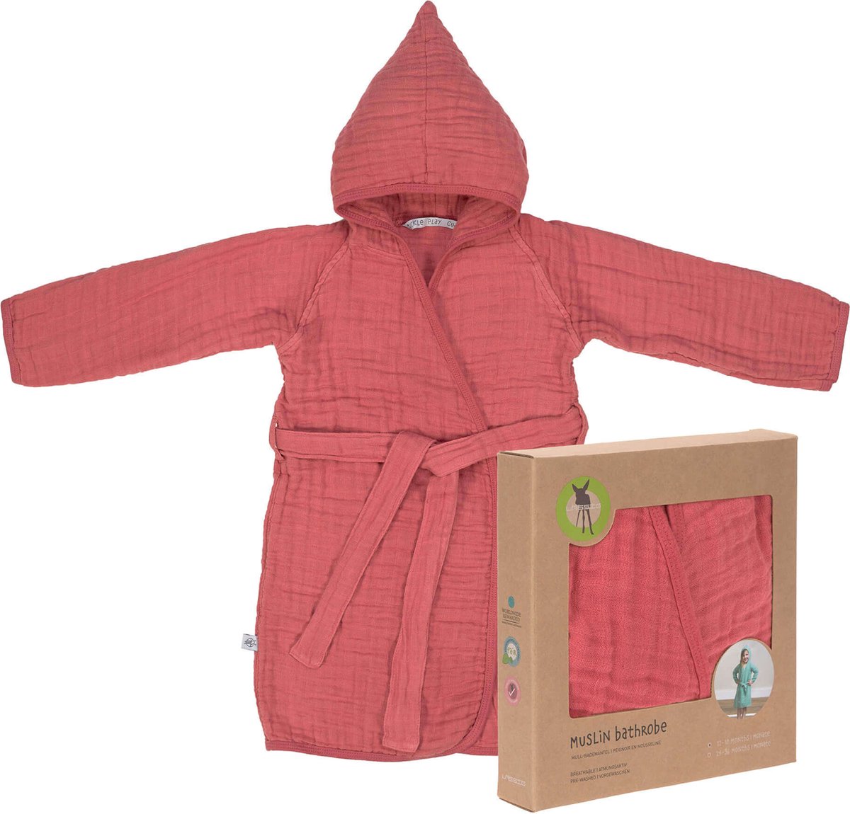 LÄSSIG KINDERBADJAS MOUSSELINE BADJAS 12 18 MAANDEN Rosewood