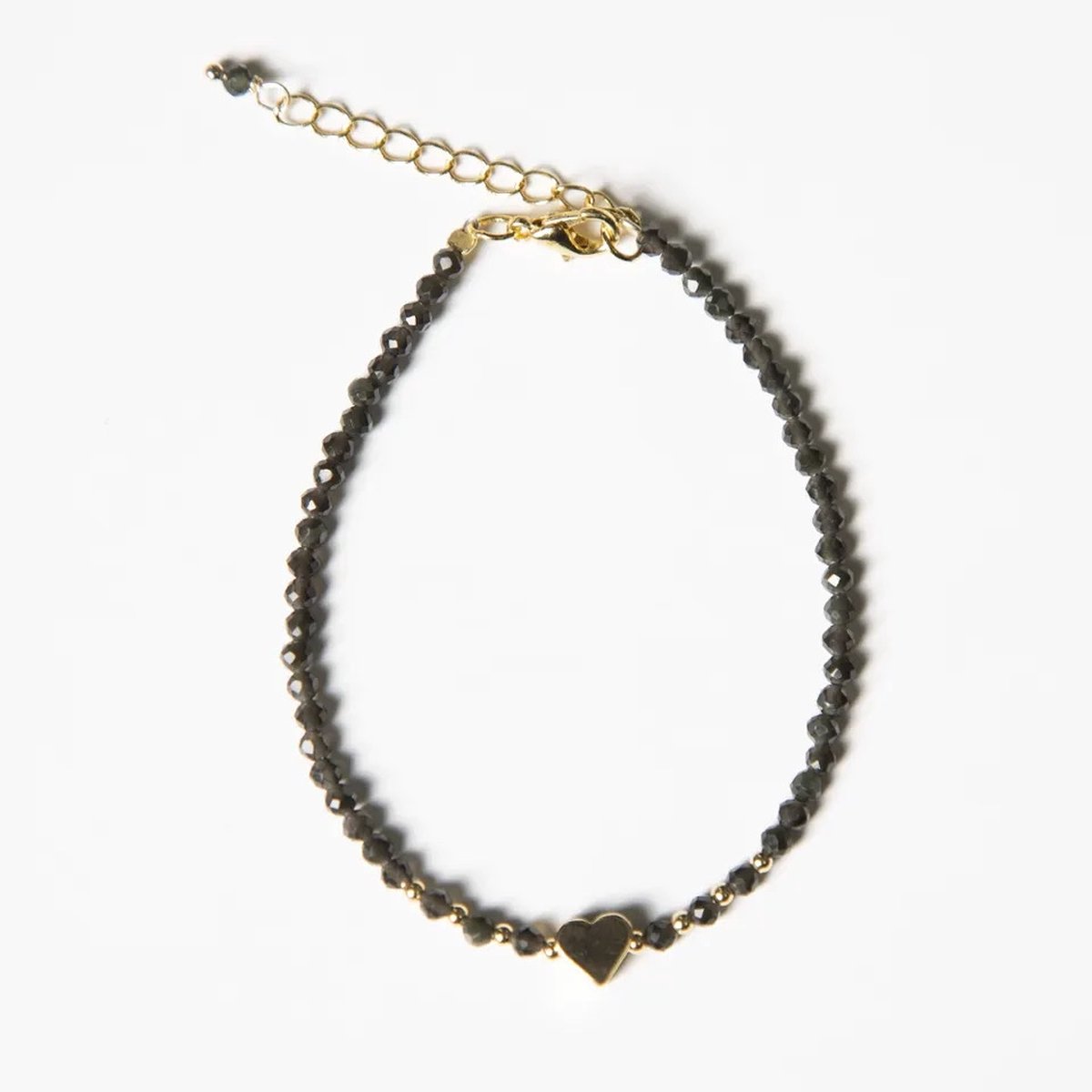 Dear Lune - Bracelet Obsidian - Armband - Edelstenen - Kralen - Hartje - Valentijns - Moederdag - Cadeautip