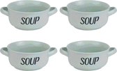 4x Bols à soupe en poterie verte 13,5 cm 470 ml - Matériel de cuisine / cuisine - Vaisselle - Servir la soupe - Bols à soupe / bols à soupe 1 pièce