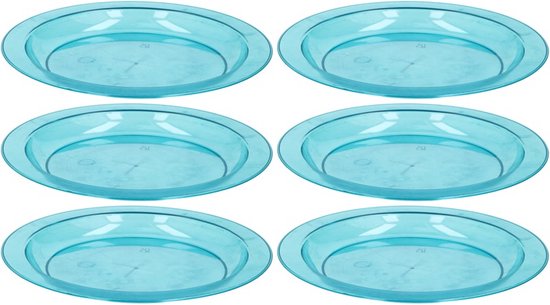 6x Blauw plastic borden/bordjes cm - Kunststof servies - Koken en tafelen -... bol.com
