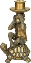 Kandelaren - Candle Holder Monkey Polyresin Gold 11x8.5x19.5cm