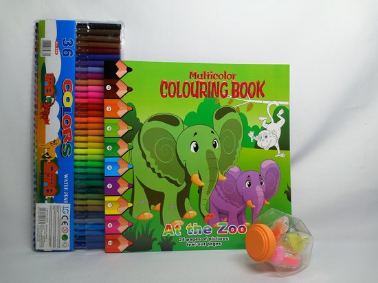 Kleurboek 29 x 29 cm - Olifanten - Kleuren op nummer - 24 pagina's