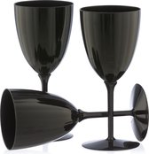 Decorline - 48 wijnglazen van premium kunststof, zwart, herbruikbare cocktailglazen voor bruiloften en feestjes, 200 ml, herbruikbaar en stabiel