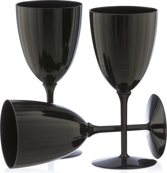 Decorline - 48 wijnglazen van premium kunststof, zwart, herbruikbare  cocktailglazen... | bol.com
