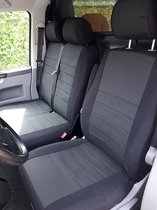 Pasvorm stoelhoezen set (stoel en duobank) Volkswagen Transporter T5 2003 t/m 2015 - Stof zwart