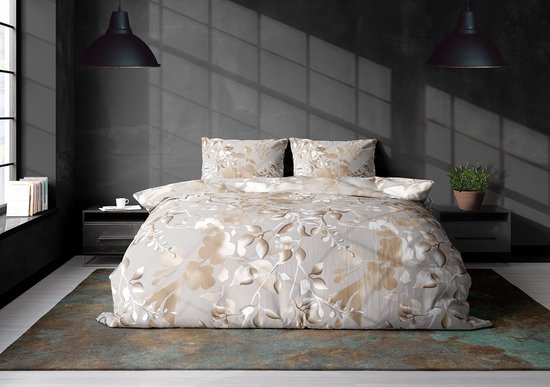 Housse de couette Elegance 240x200/220cm - Ebby - Naturel - Lits Jumeaux - Micropercal