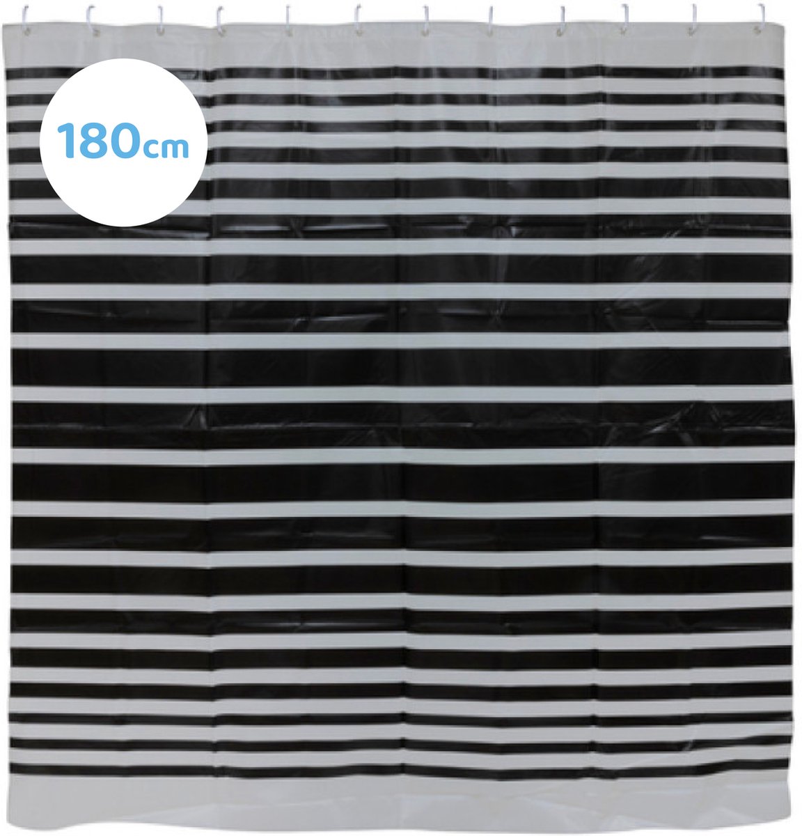 Douchegordijn - Douchegordijnen - Inclusief Ringen - Anti Schimmel - Zwart / Grijs - 180 x 180 cm