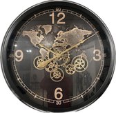 Horloge mondiale Carta - Grande horloge murale noire - horloge murale industrielle 80 cm