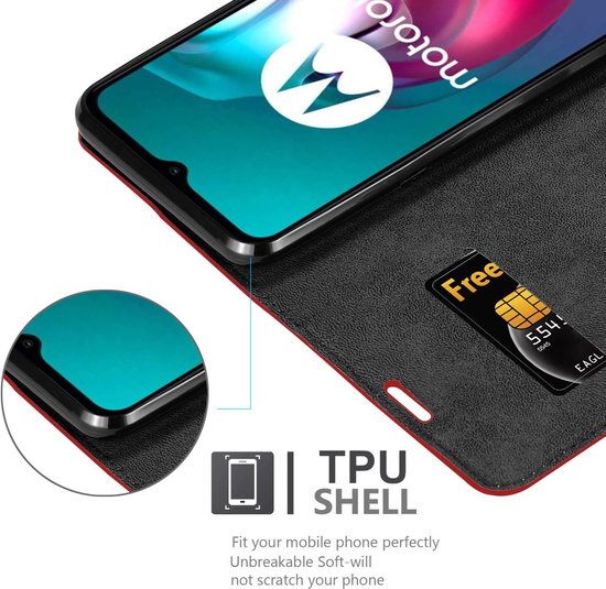Cadorabo Hoesje geschikt voor Motorola MOTO G10 / G30 in APPEL ROOD - Beschermhoes met magnetische sluiting, standfunctie en kaartvakje Book Case Cover Etui