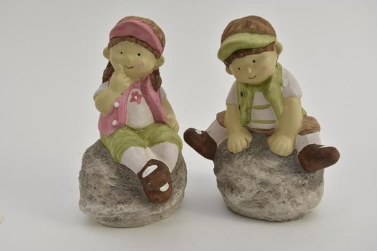 Slapende kattenpaar, stenen figuur, H. 12 cm, 29